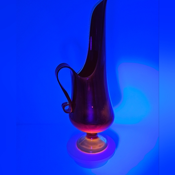 Vintage L.E. Smith Amberina Swung Stretch Art Glass Amberina Pitcher Glows 17.5" - Picture 10 of 14